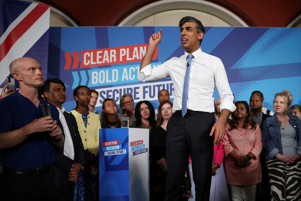 FILE PHOTO: British PM Sunak attends a Conservative general election campaign event, in London