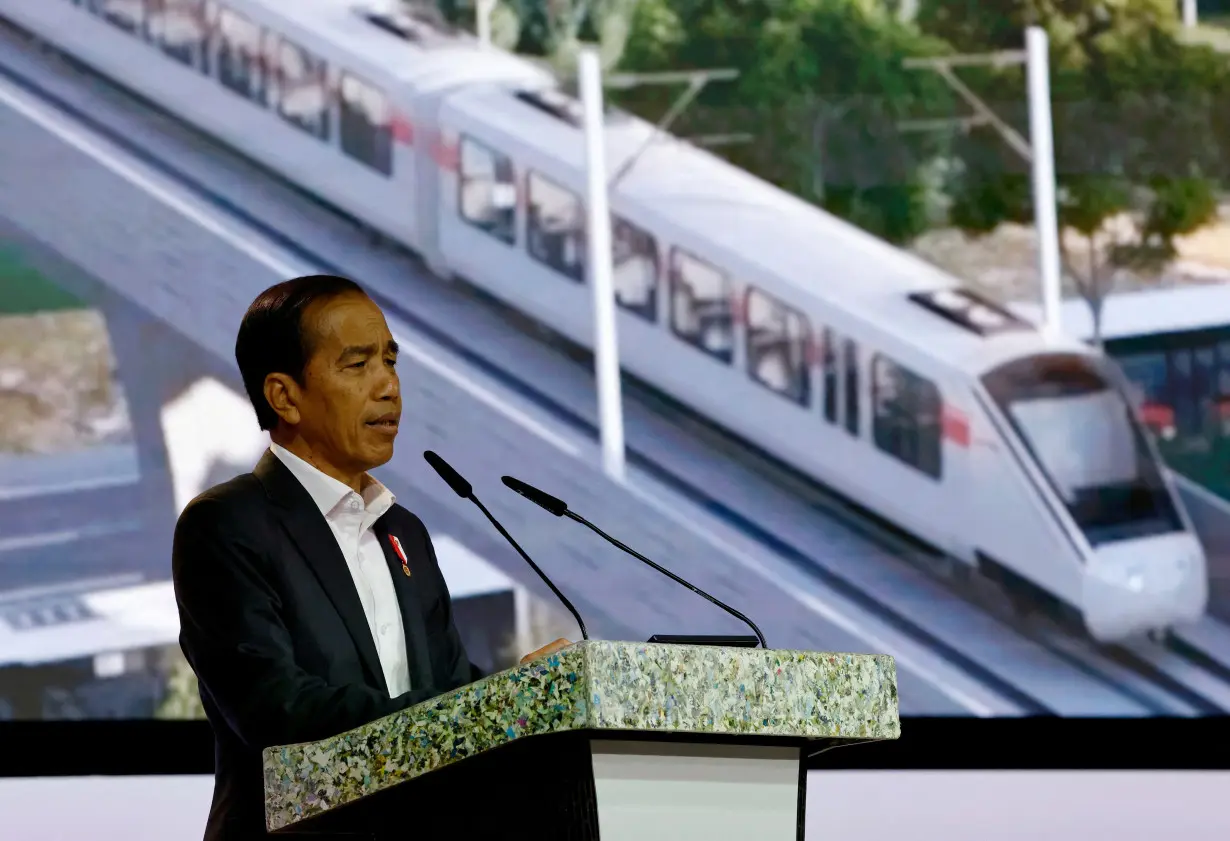 FILE PHOTO: Indonesia's President Joko Widodo speaks about the planned new capital Nusantara, at Ecosperity Week in Singapore