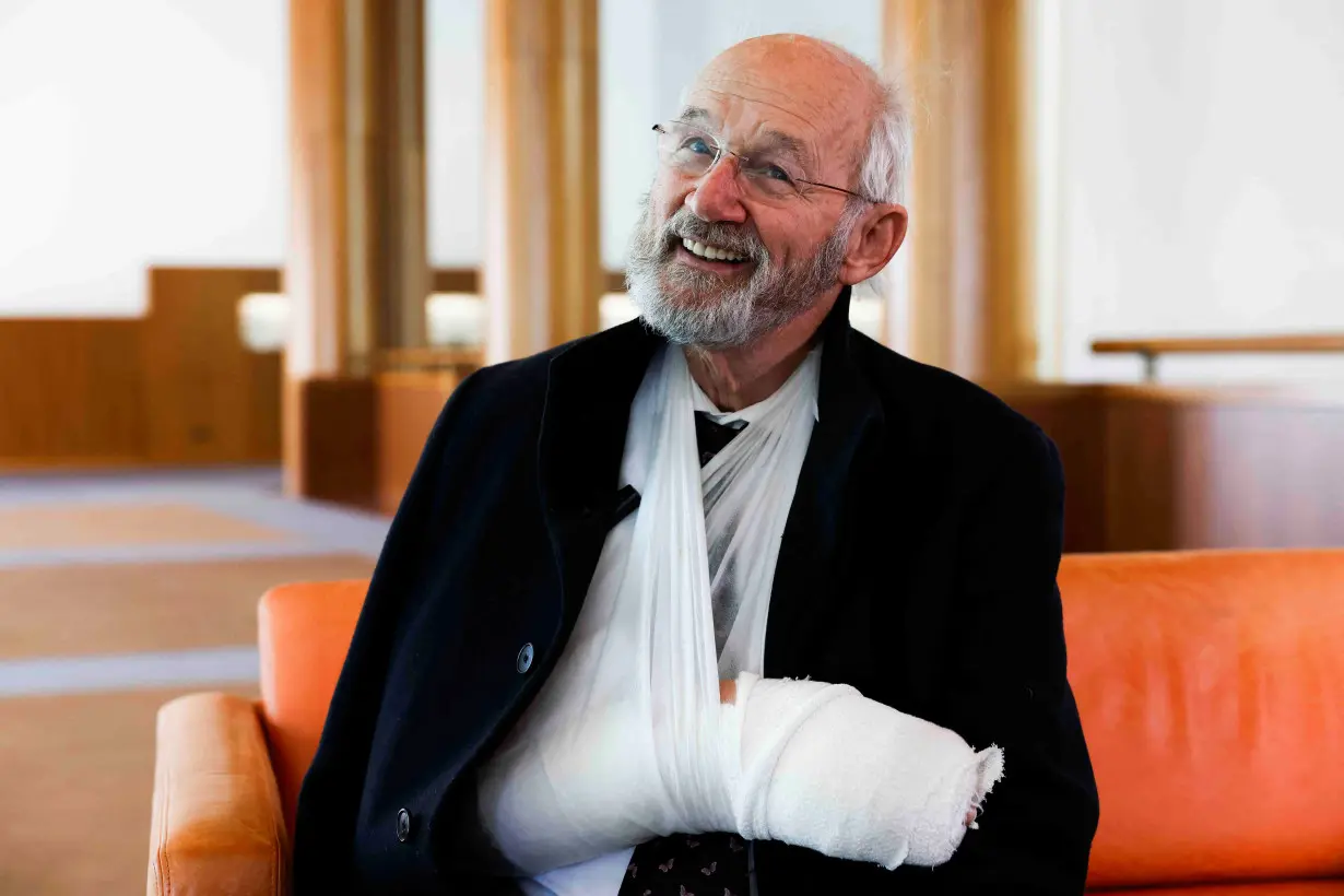 John Shipton, father of the WikiLeaks founder Julian Assange, speaks during an interview in Canberra