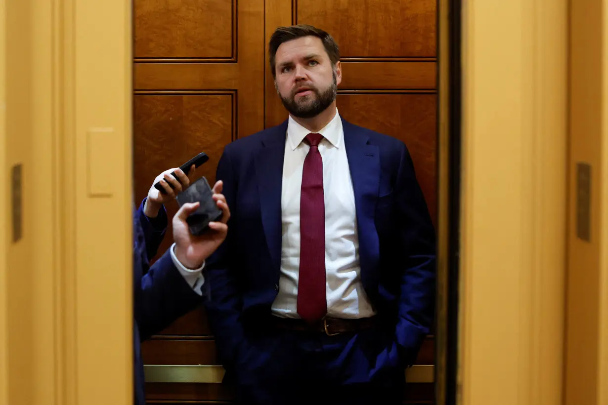 U.S. Senator Vance boards an elevator at the U.S. Capitol in Washington