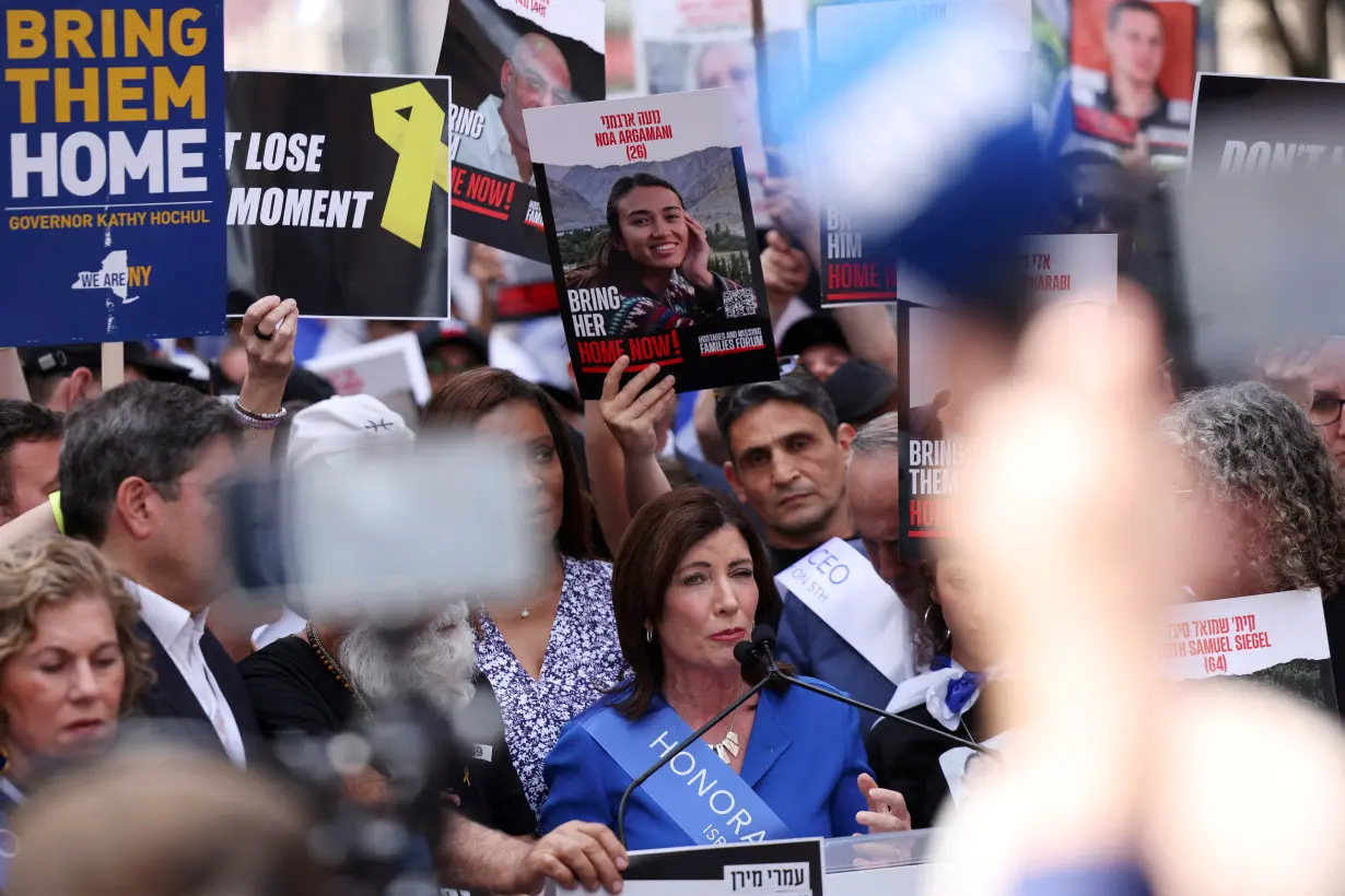 People take part in Israel Day on Fifth Parade, in New York