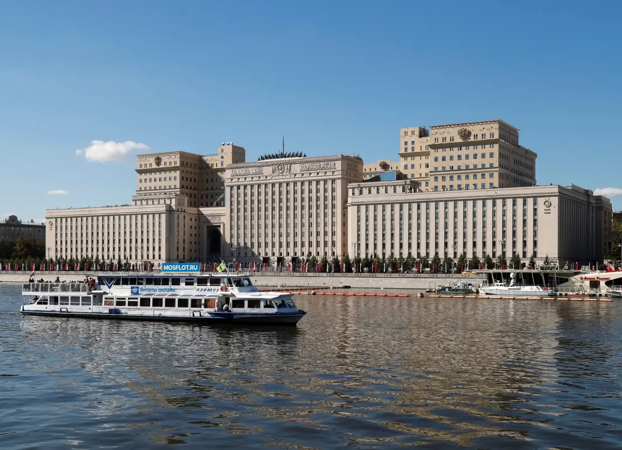 A view shows the headquarters of Russia's Ministry of Defence in Moscow