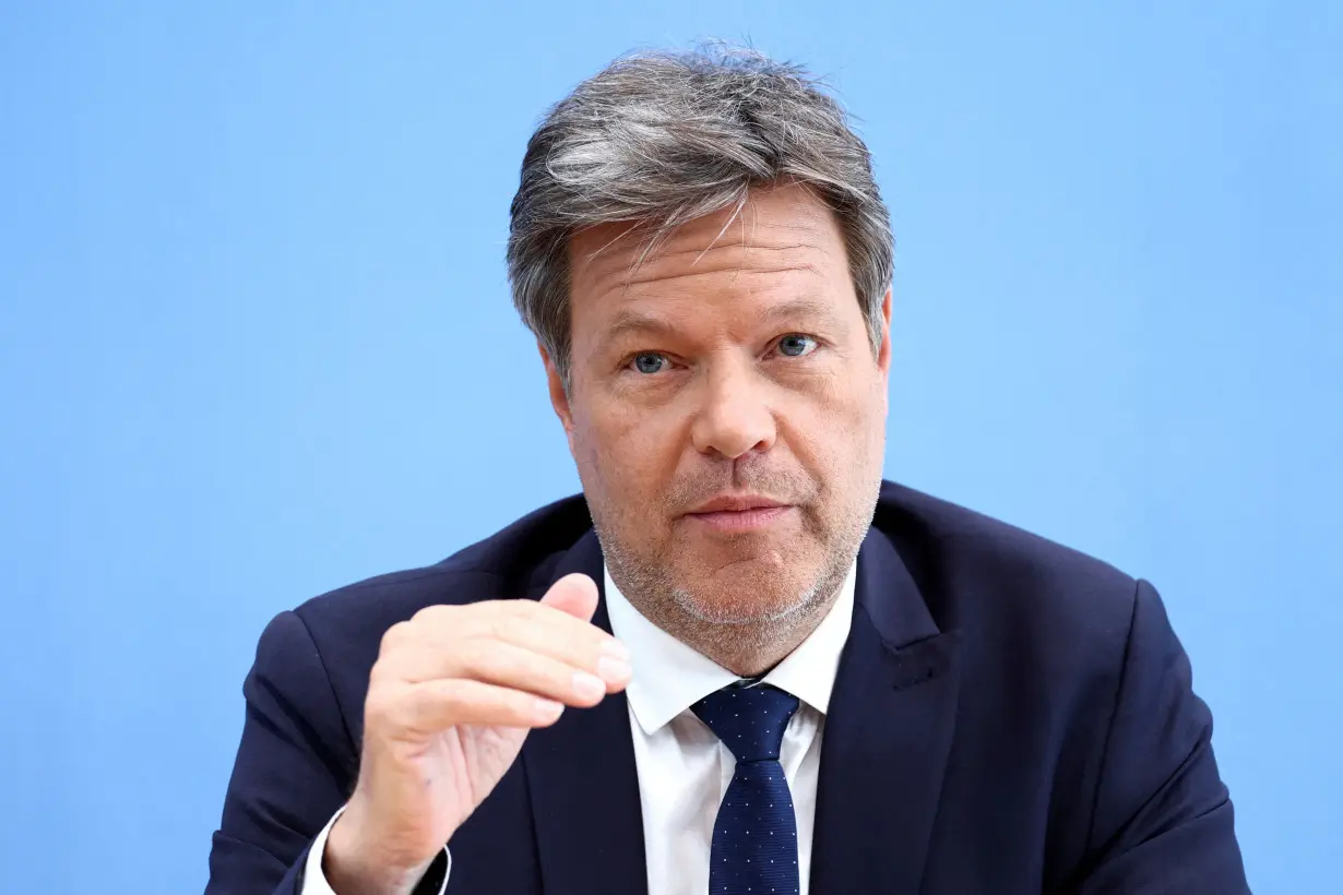 FILE PHOTO: German Economy and Climate Minister Habeck holds a press conference about the spring economic forecasts, in Berlin