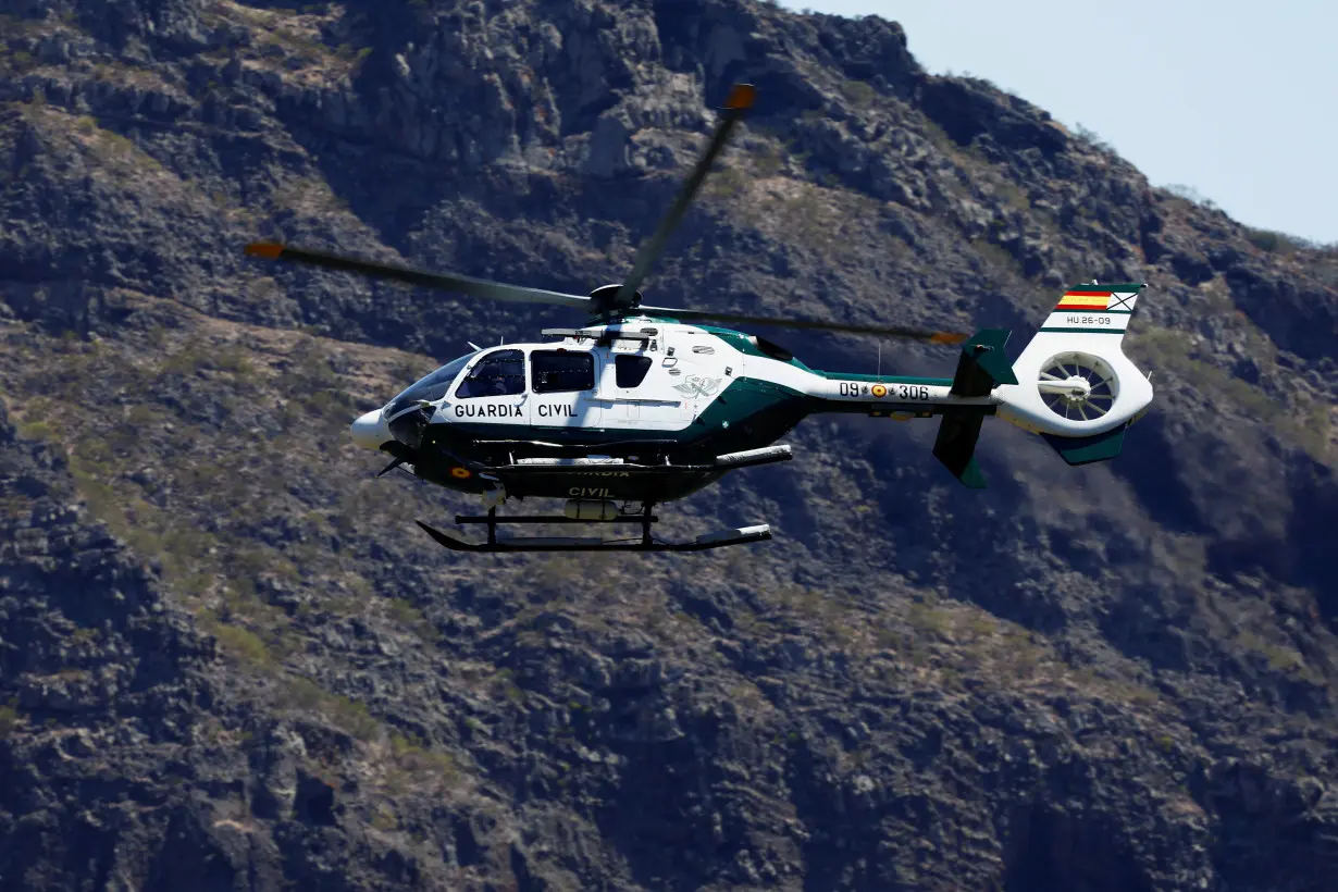 Guardia Civil helicopter searches for the young Briton Jay Slater in the Masca ravine