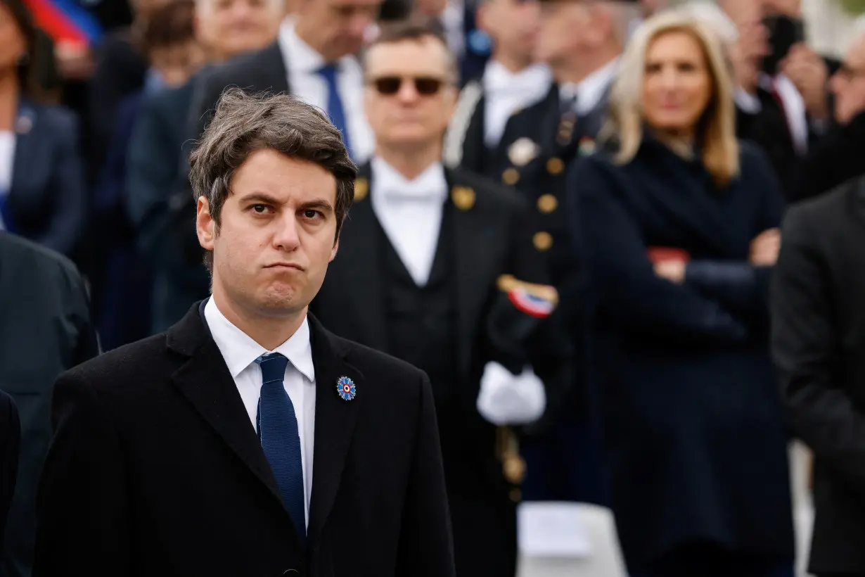 Ceremony commemorating the end of World War II, in Paris