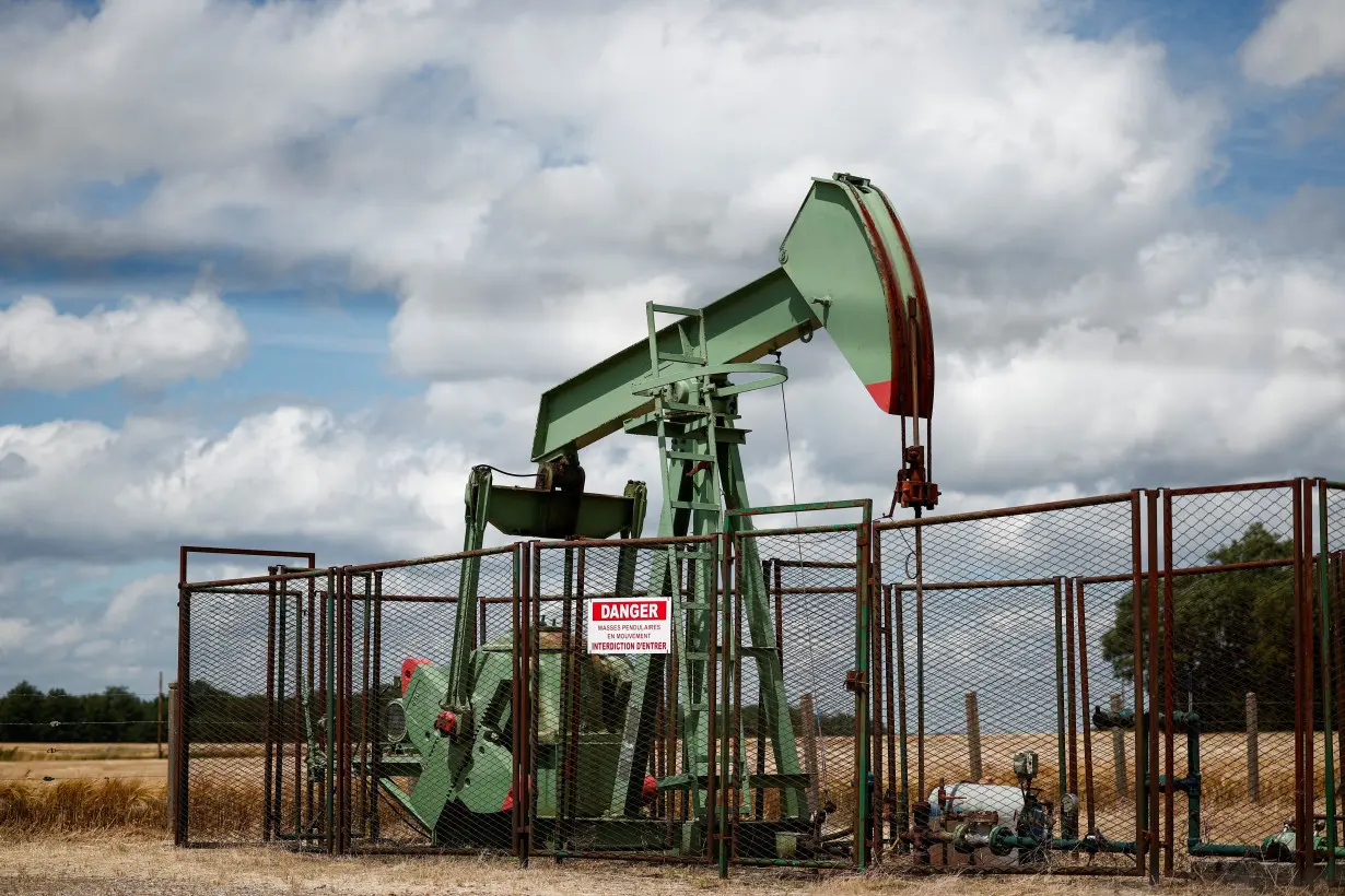 A pumpjack operates at the Vermilion Energy site in Trigueres