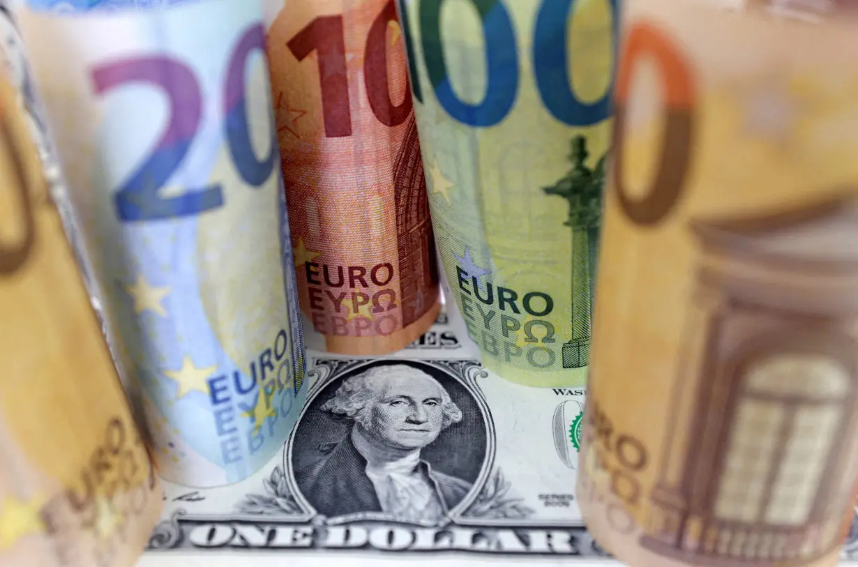 FILE PHOTO: FILE PHOTO: Illustration shows U.S. Dollar and Euro banknotes