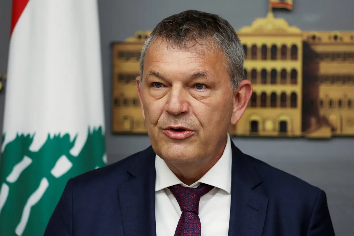 UNRWA Commissioner-General Philippe Lazzarini speaks during a press conference in Beirut