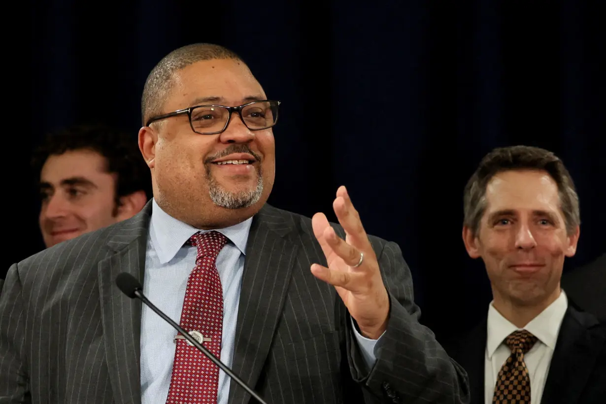 FILE PHOTO: Manhattan District Attorney Alvin Bragg speaks after the guilty verdict in former U.S. President Donald Trump's criminal trial