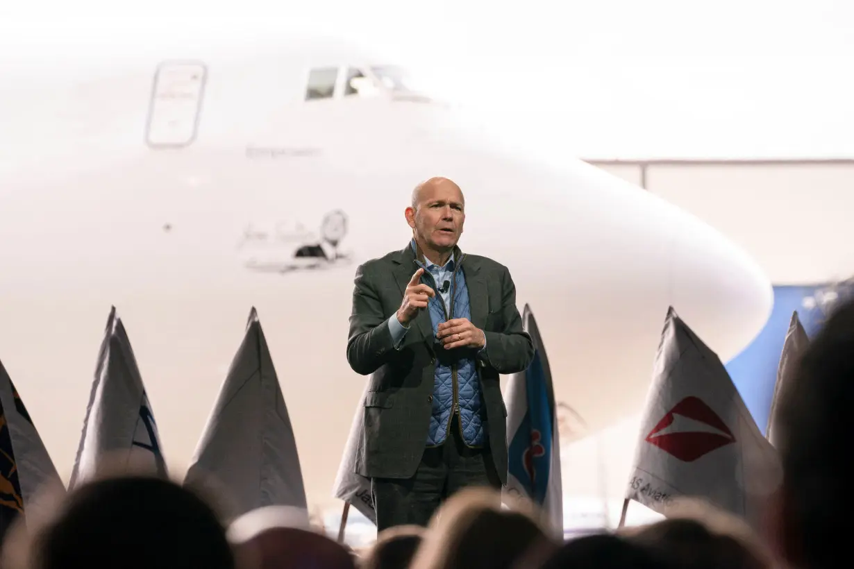 Boeing employees and executives attend the delivery of the final 747 jet in Everett