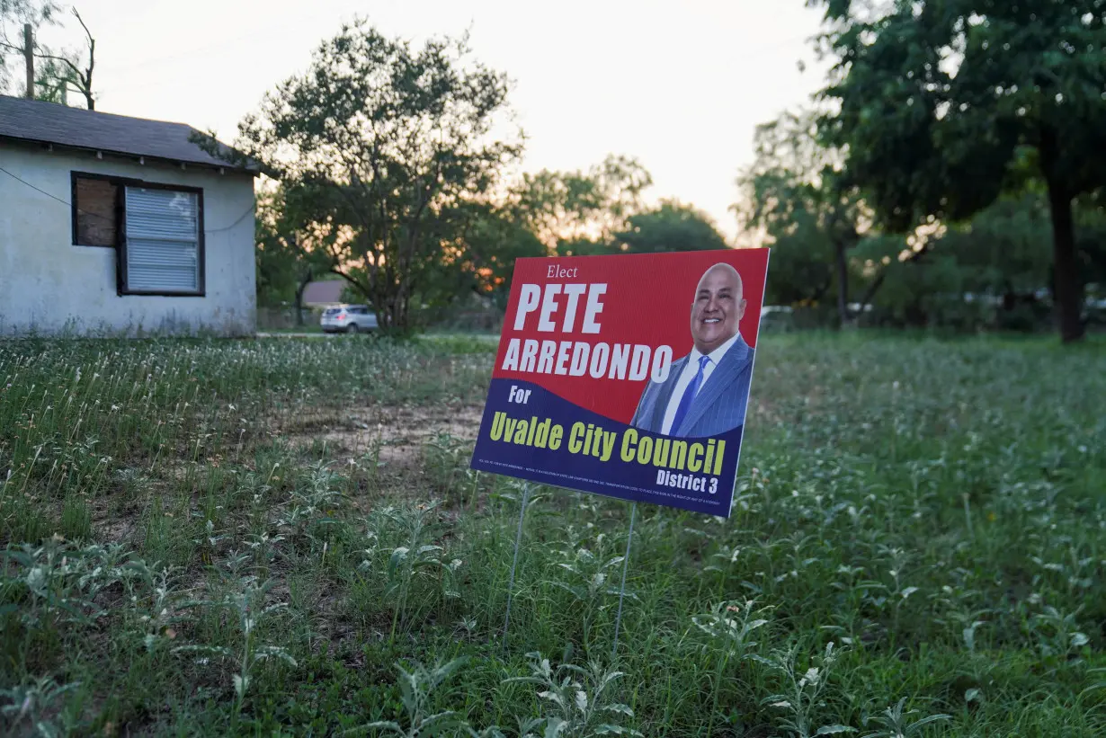 FILE PHOTO: Pete Arredonde political signs are seen in Uvalde, Texas