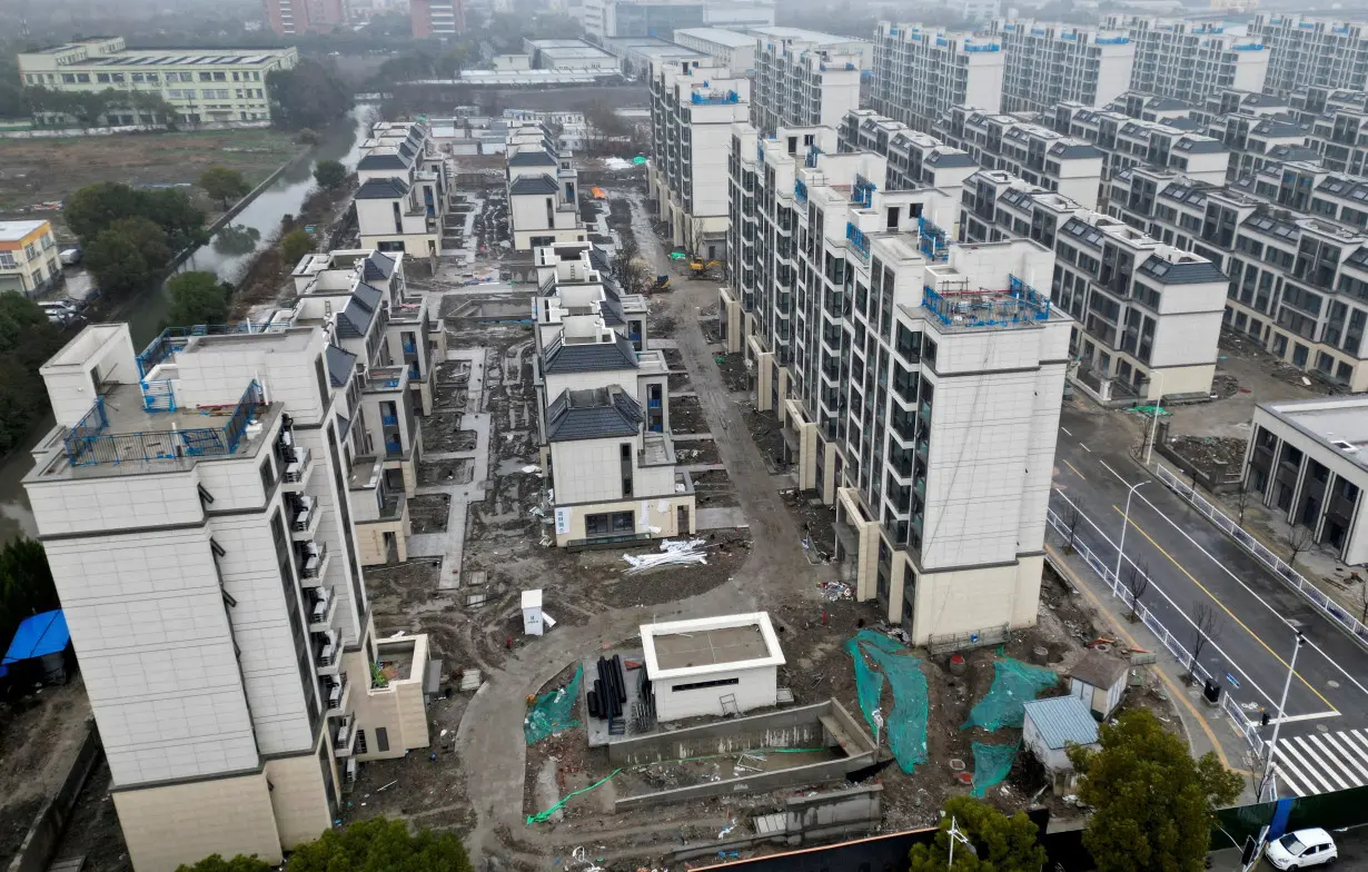 FILE PHOTO: FILE PHOTO: Drone view of under-construction residential development by Country Garden in Shanghai