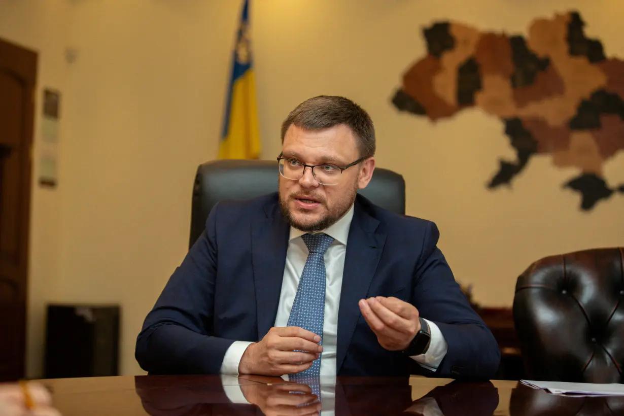 FILE PHOTO: Semen Kryvonos, director of the National Anti-Corruption Bureau of Ukraine, speaks with Reuters in Kyiv