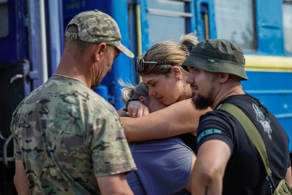 Ukrainian servicemen meet loved ones during break from duty, in Kramatorsk