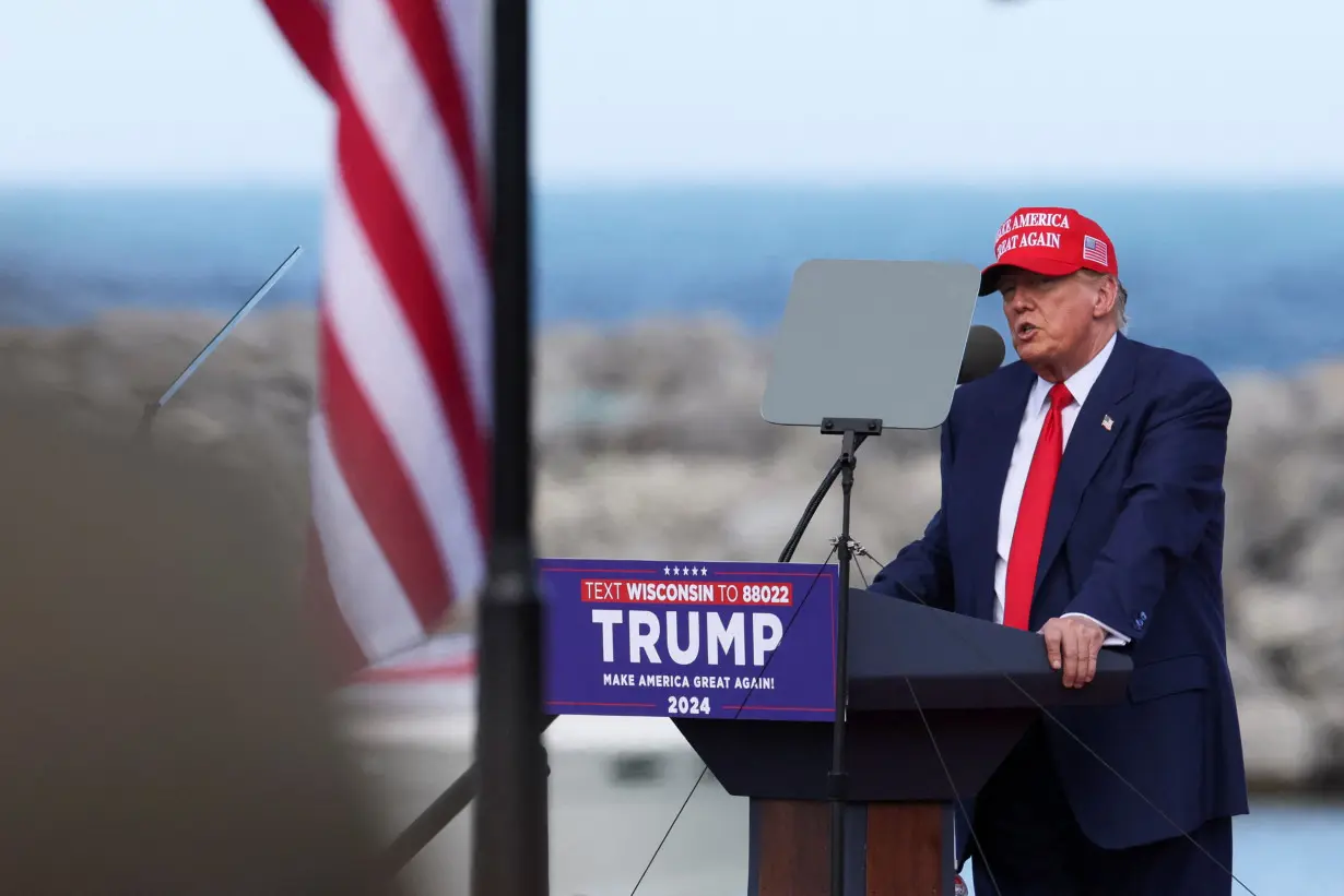 Former U.S. President and Republican presidential candidate Trump holds a campaign event, in Racine