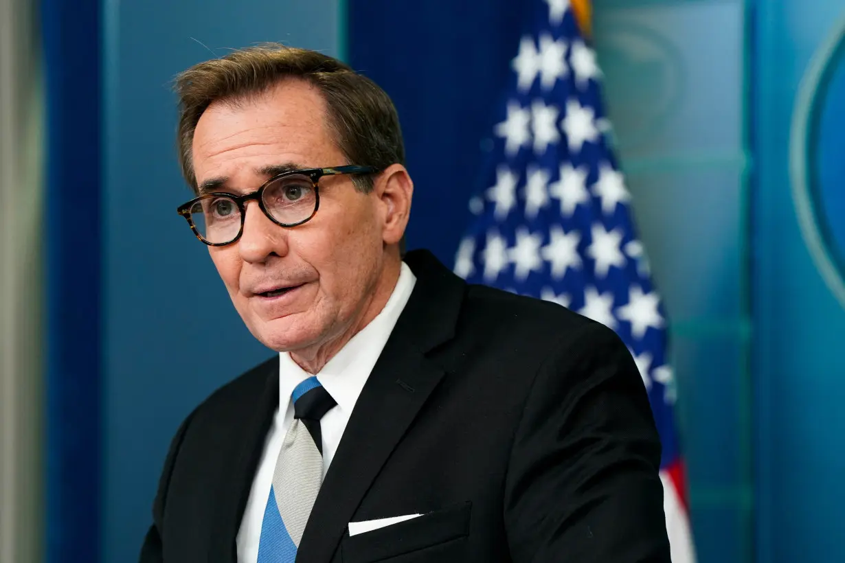 White House National Security Communications Advisor John Kirby speaks during a press briefing in Washington