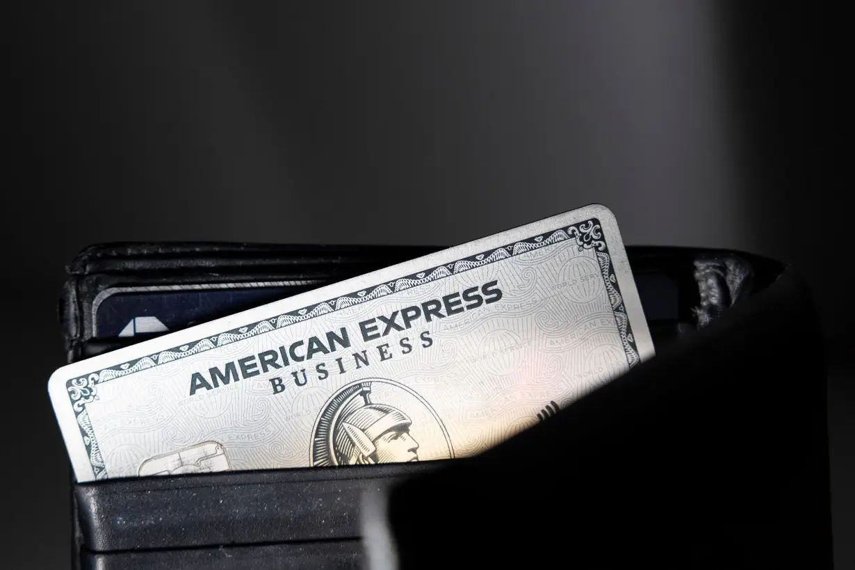 An American Express credit card is seen here in New York in October 2023. American Express announced last week that it’s buying Tock, a booking app for around 7,000 restaurants, bars and other venues.