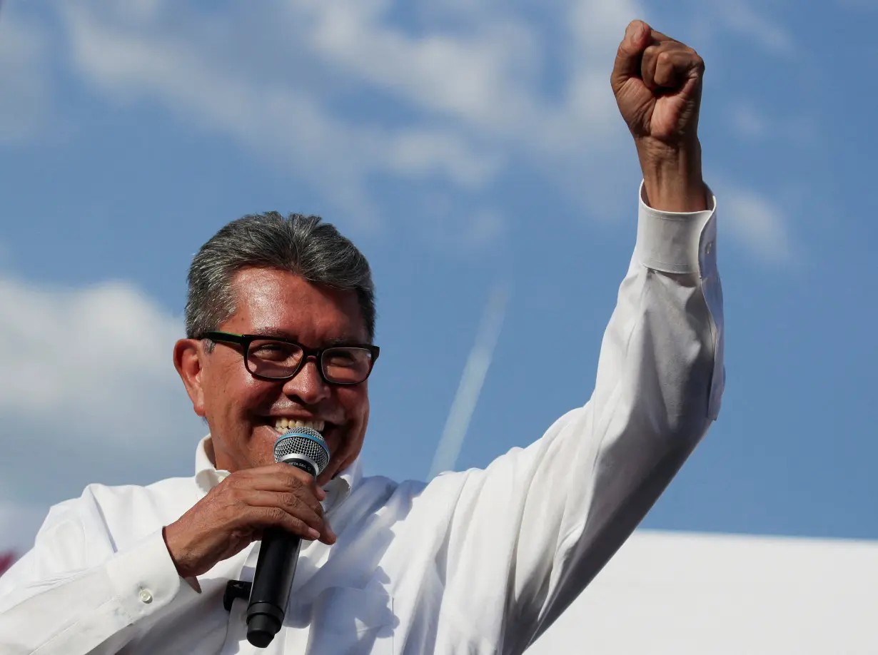 FILE PHOTO: Mexico's former Senator Ricardo Monreal, one of the candidates pursuing the ruling MORENA party's candidacy for the 2024 presidential election, takes part in a campaign rally in Mexico City