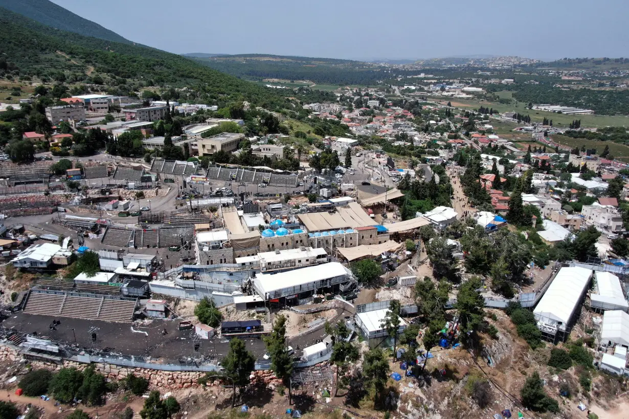 FILE PHOTO: A drone picture shows Mount Meron where fatalities were reported among the thousands of ultra-Orthodox Jews who gathered at the tomb of a 2nd-century sage for annual commemorations