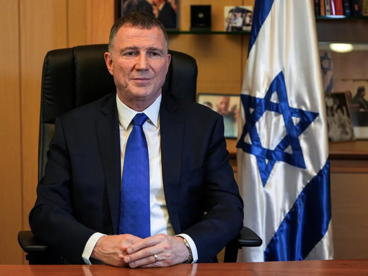 Yuli Edelstein, the head of the Knesset Foreign Affairs and Defence Committee is photographed during an interview with Reuters in his office in the Knesset, Israel's parliament in Jerusalem