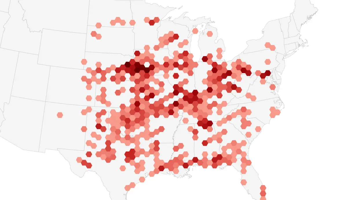 Tracking destructive and deadly tornadoes in the US, in maps and charts