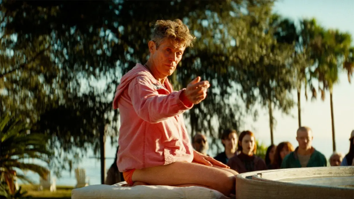 Playing a sex cult leader, Willem Dafoe dons a pair of bright orange Speedos in ‘Kinds of Kindness’