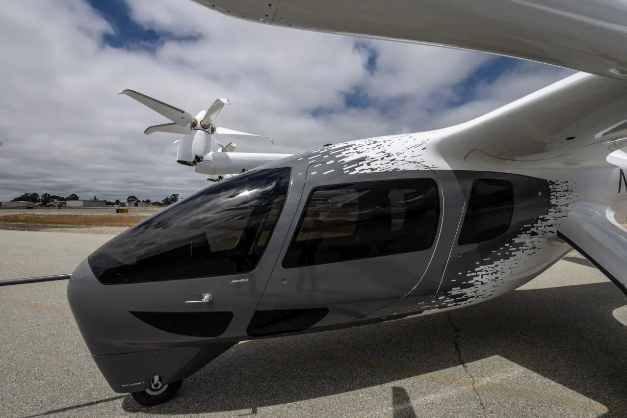 Midnight, an all-electric aircraft from company Archer Aviation, is seen at the Salinas Municipal Airport in Salinas