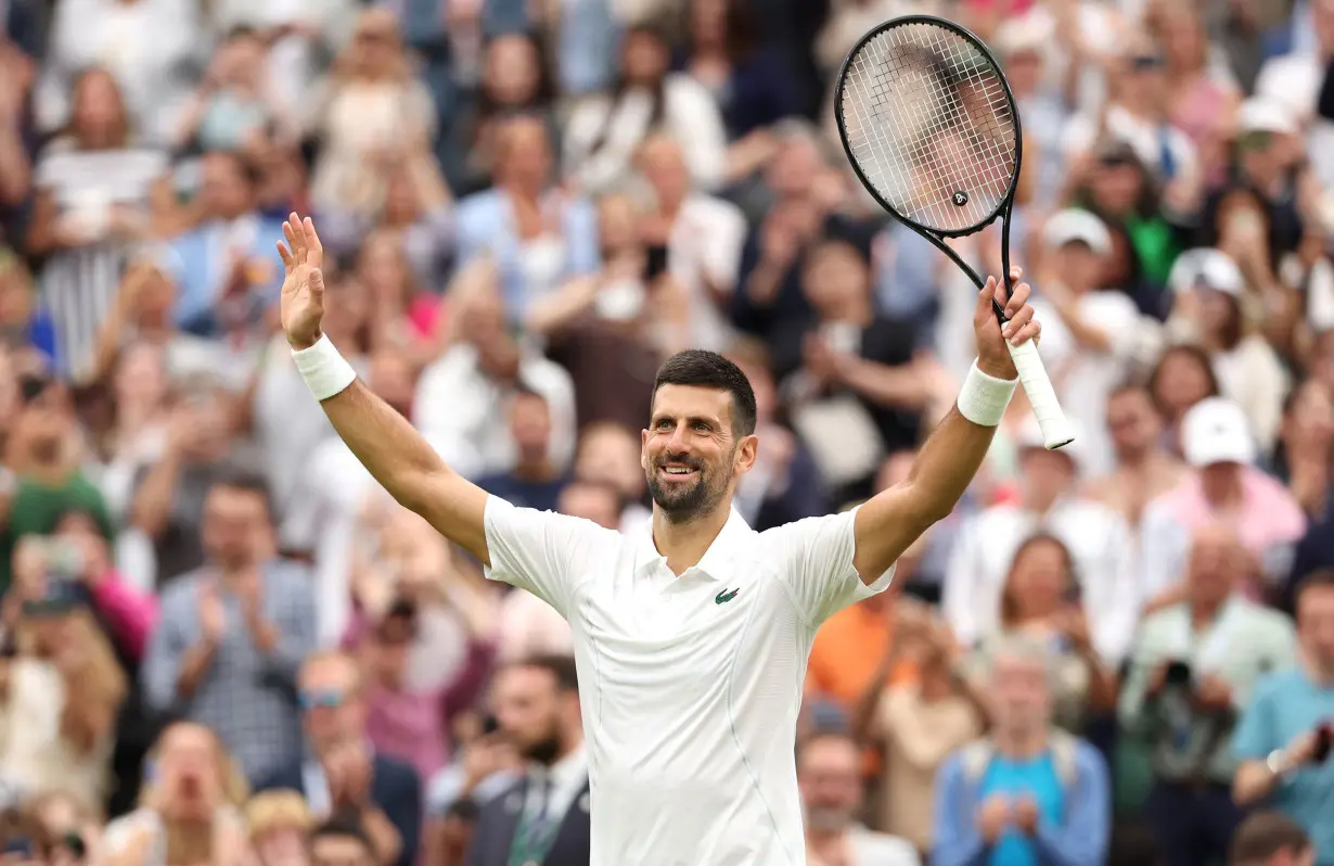 Novak Djokovic wins first match at Wimbledon less than a month after undergoing surgery for torn meniscus