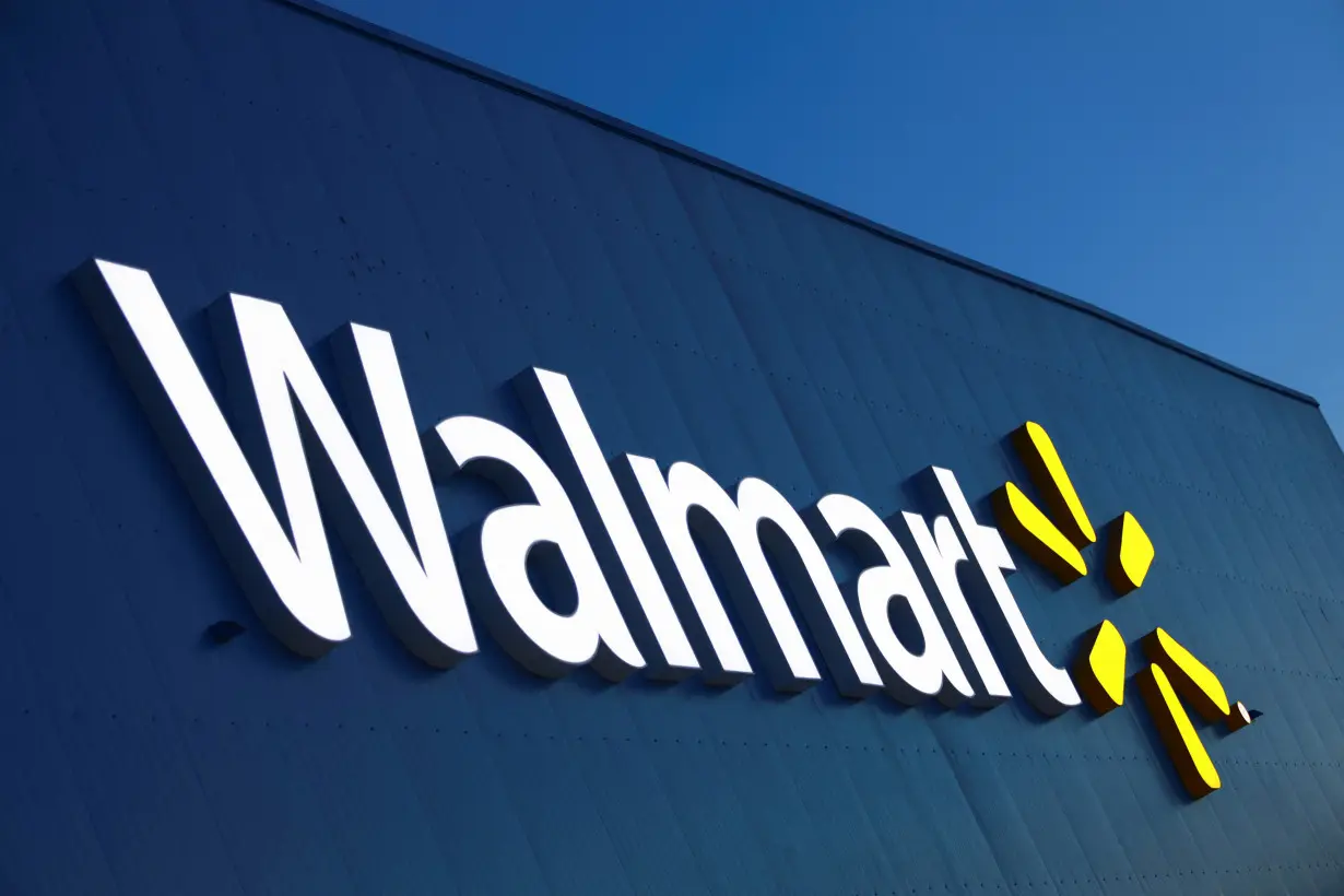 A view shows the logo of a Walmart store in Ciudad Juarez