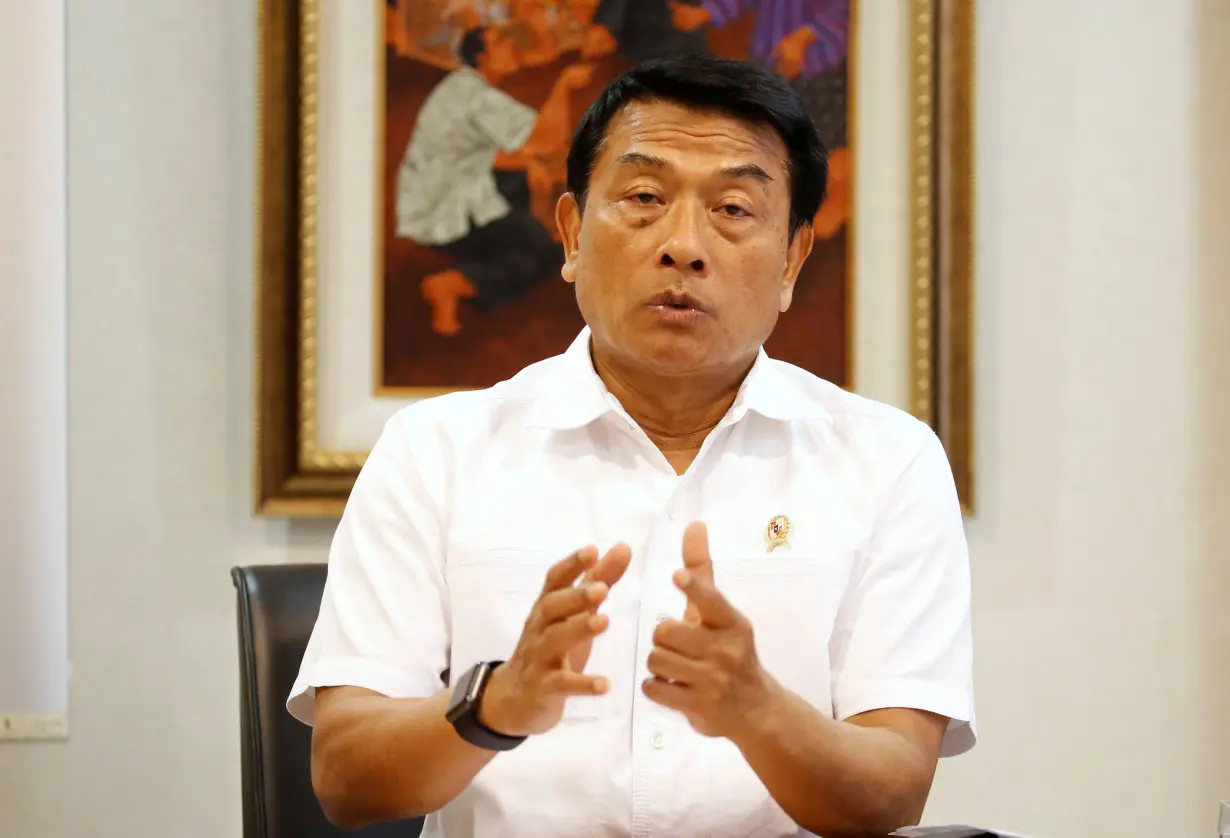 Indonesian Presidential Chief of Staff Moeldoko gestures during an interview in Jakarta