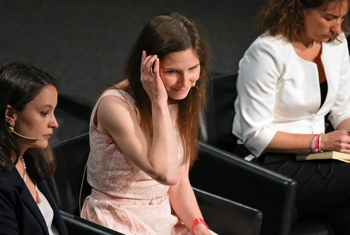 FILE PHOTO: Amanda Knox, who has returned to Italy for the first time since being cleared of the murder of British student Meredith Kercher, attends the Criminal Justice Festival in Modena