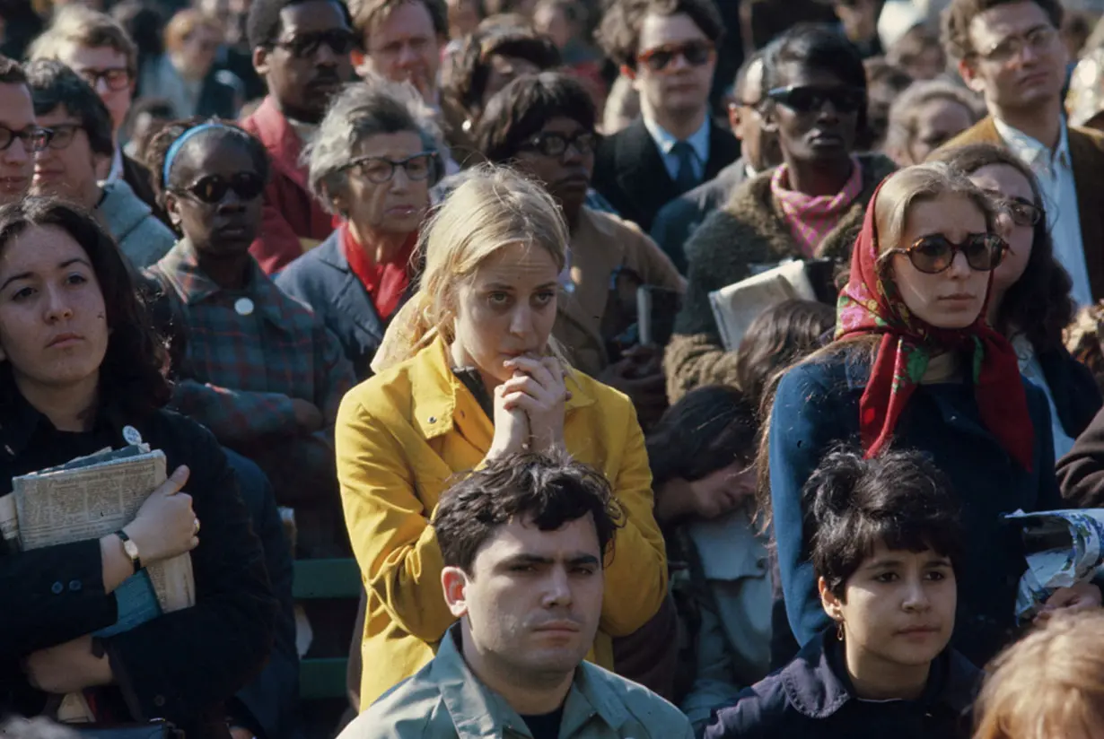 People attend an anti-draft demonstration in New York City