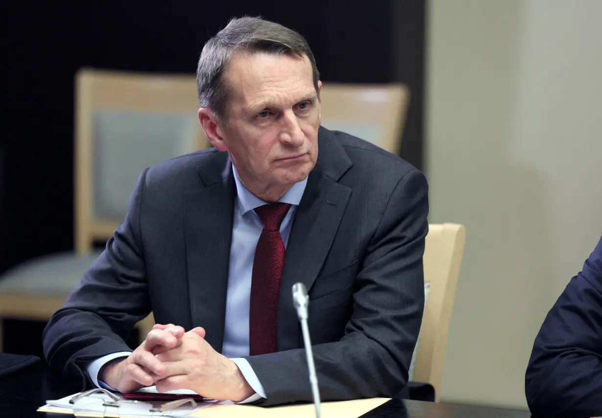 Russian Foreign Intelligence Service (SVR) Director Sergey Naryshkin attends a meeting of members of Security Council and the government and the heads of law enforcement agencies, outside Moscow