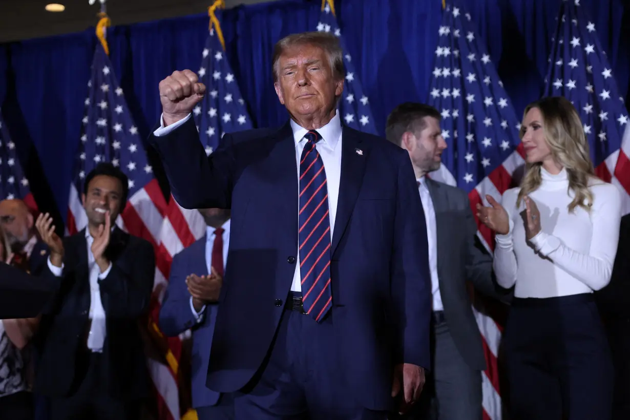 Republican presidential candidate and former U.S. President Trump hosts New Hampshire primary election night watch party in Nashua