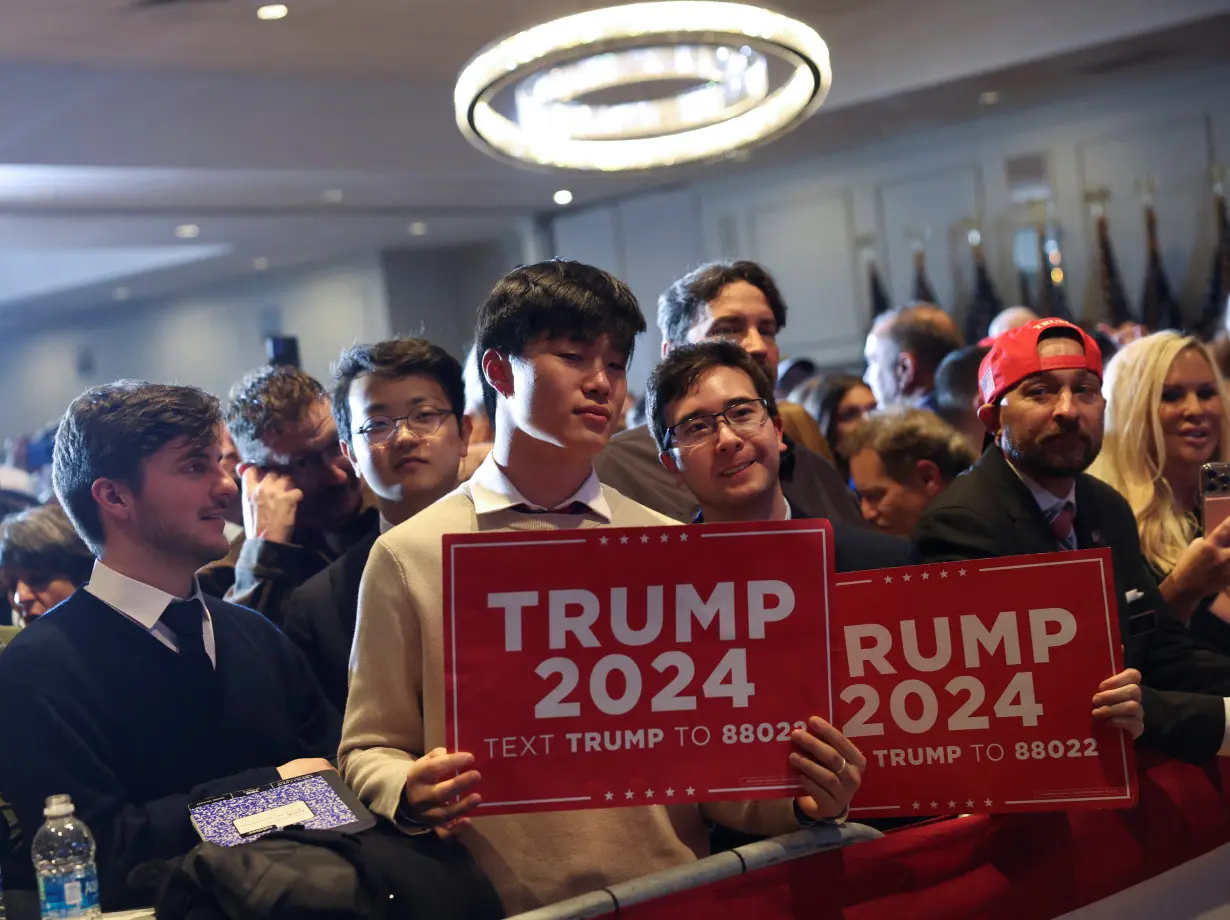 Republican presidential candidate and former U.S. President Trump hosts New Hampshire primary election night watch party in Nashua