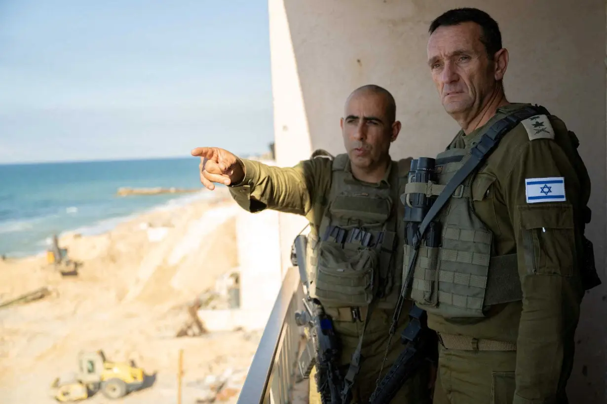 Israeli army Chief of Staff, Herzi Halevi listens to an officer as he visited soldiers during the ongoing ground operation of the Israeli army against Palestinian Islamist group Hamas