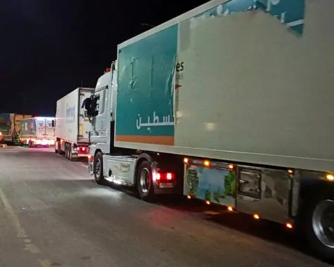 Trucks carrying aid for Gaza Strip arrive at Rafah crossing - witness