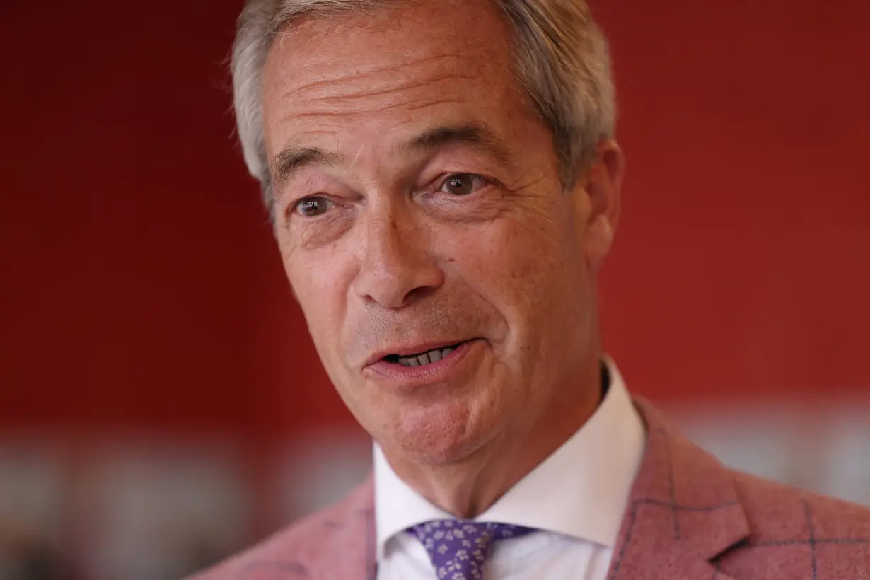 UK Reform party leader Nigel Farage during an interview in Clacton-on-Sea