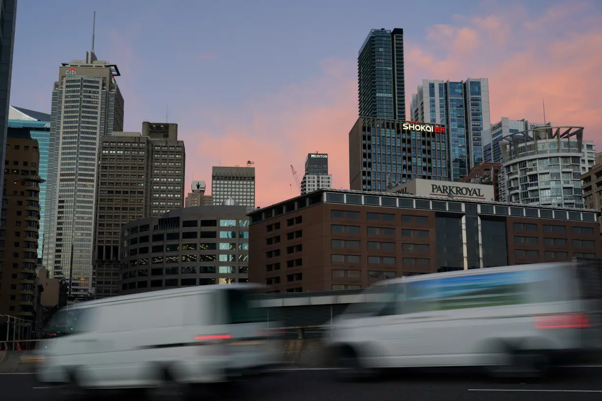 The Central Business District (CBD) skyline is pictured at sunset in Sydney