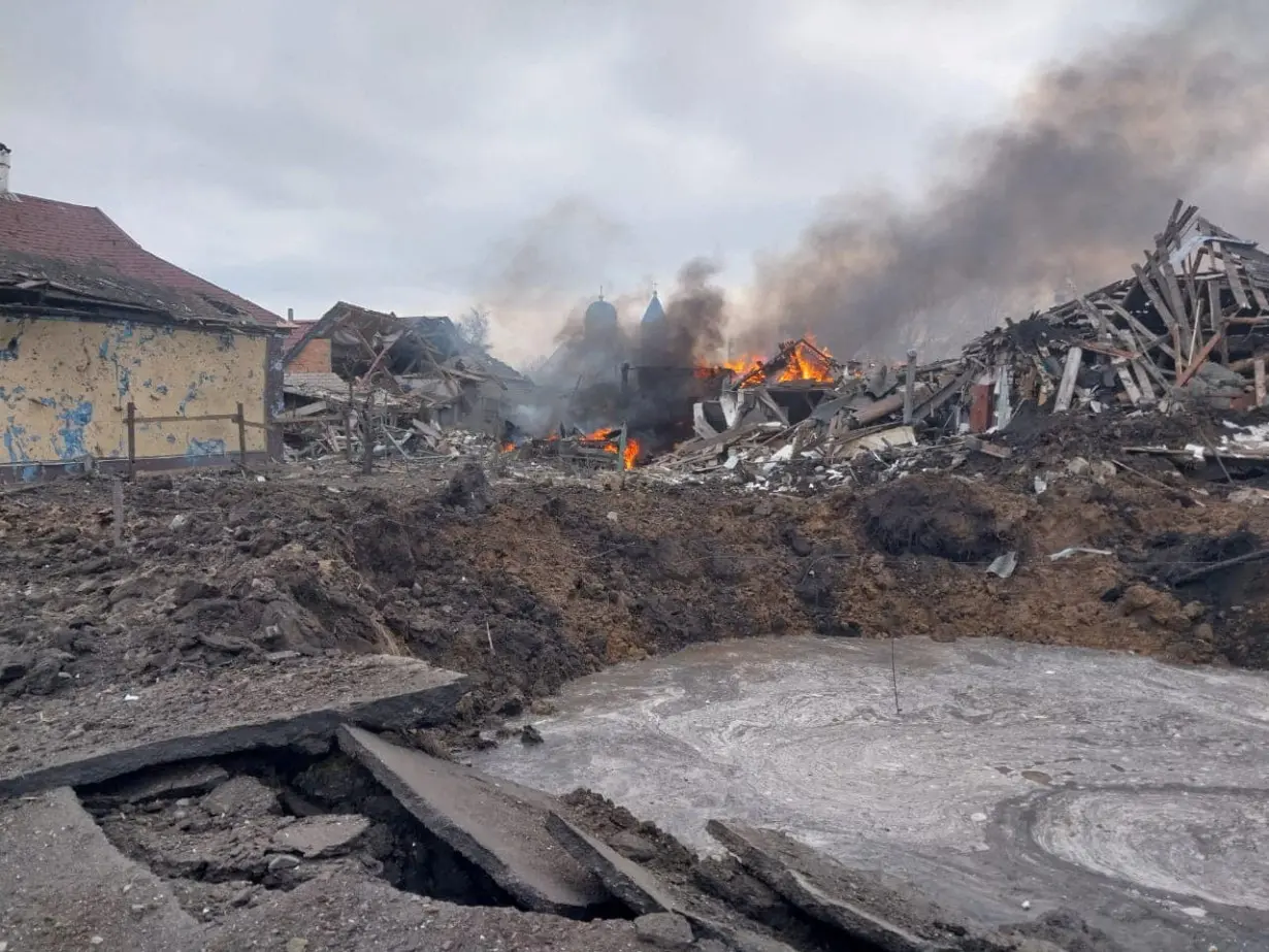 FILE PHOTO: Aftermath of a Russian air strike in Borova