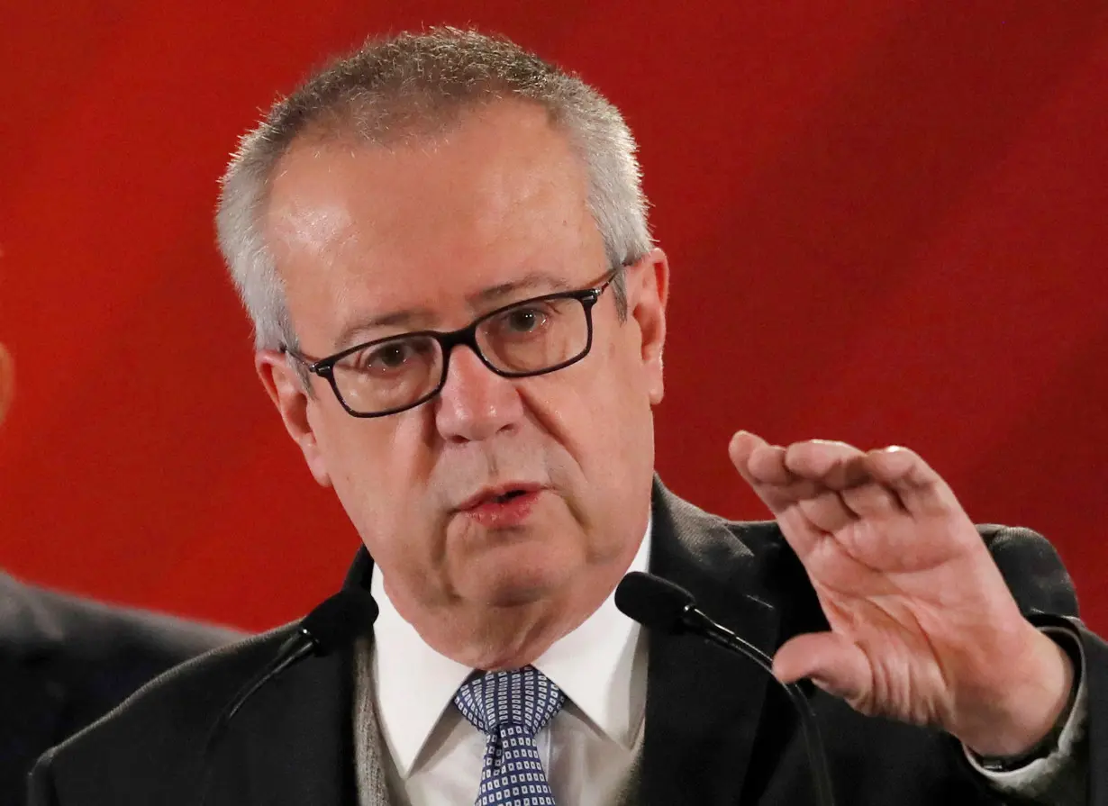 FILE PHOTO: Mexico's then-Finance Minister Carlos Urzua speaks during a news conference to announce a plan to strengthen finances of state oil firm Pemex, at the National Palace in Mexico City