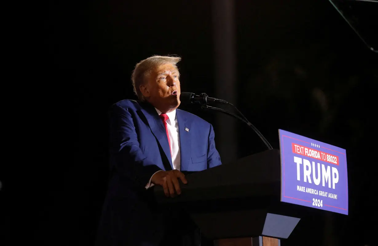 FILE PHOTO: Former U.S. President Donald Trump holds a campaign rally in Hialeah