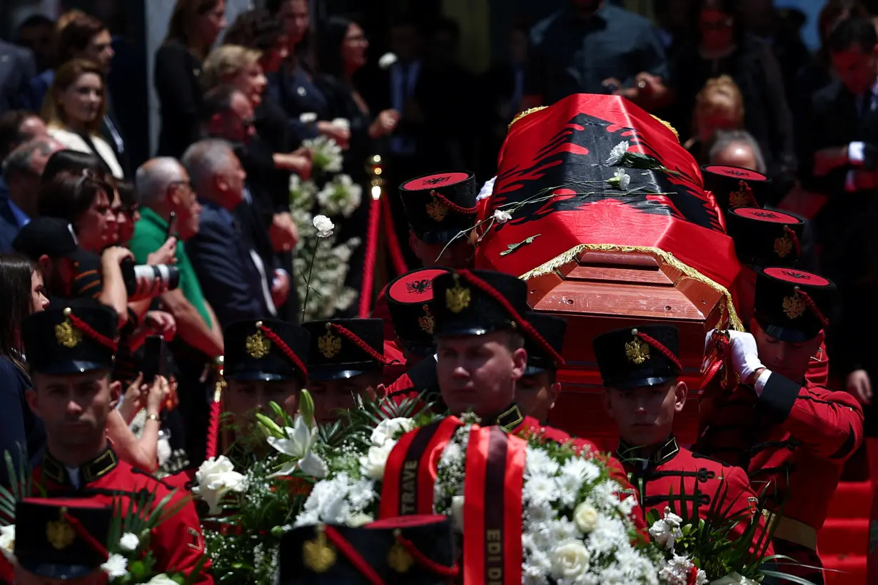 Funeral of Albanian novelist and playwright Ismail Kadare, in Tirana