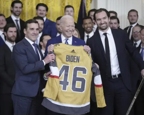 Biden honors Stanley Cup champion Vegas Golden Knights in the return of an NHL tradition