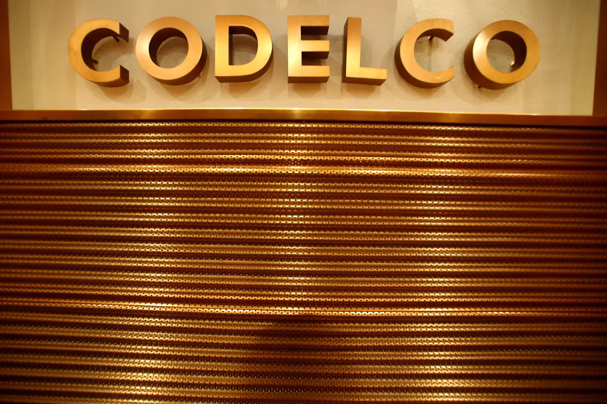 FILE PHOTO: The logo of Codelco, the world's largest copper producer, is seen at their headquarters in downtown Santiago