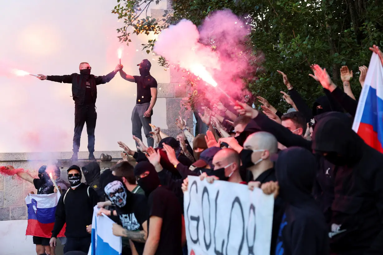 Far-right anti-immigration demonstration, in Ljubljana