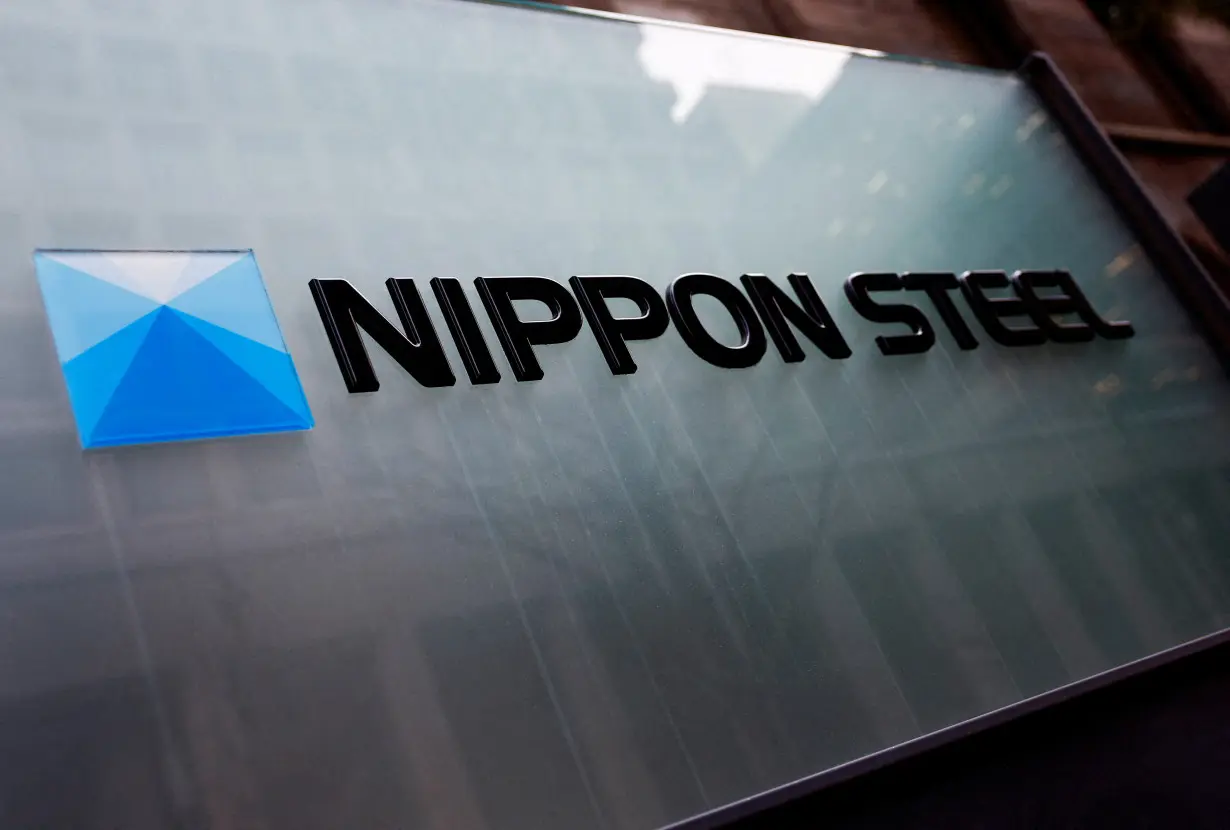 FILE PHOTO: Nippon Steel logo is displayed at the company's headquarters in Tokyo
