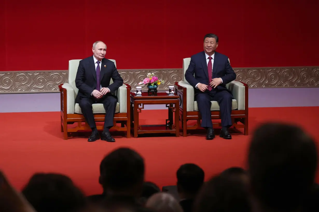 Russian President Vladimir Putin and Chinese leader Xi Jinping attend a concert together in Beijing during Putin's state visit to China on May 16, 2024.