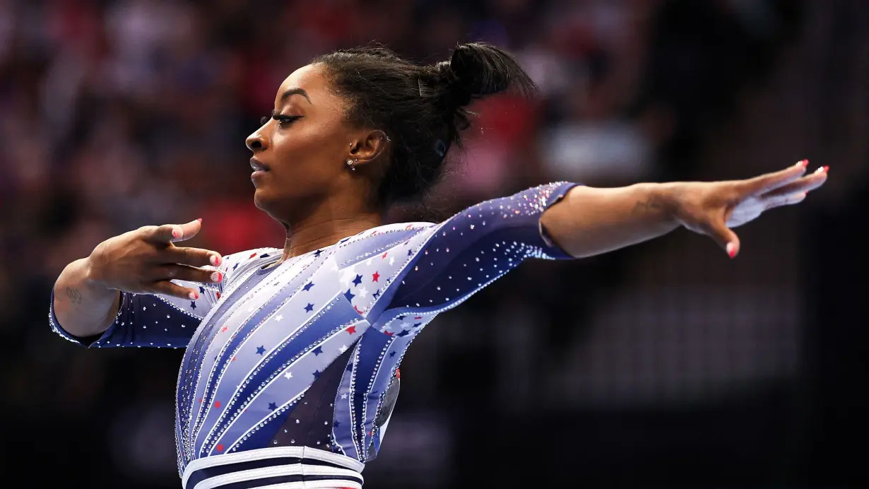 Simone Biles sits in first place of all-around competition at US Olympic Gymnastics Trials