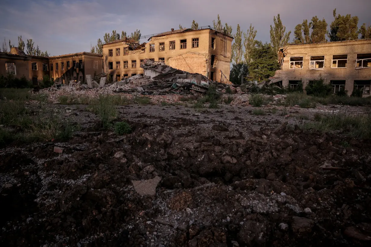 FILE PHOTO: A view shows heavily damaged buildings in the frontline town of Chasiv Yar